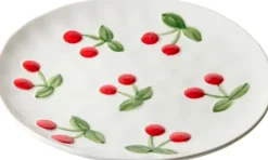 Talerz deserowy Cherry 163 (biały w wiśnie)