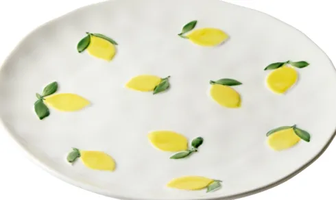 Talerz deserowy Lemoni 164 (biały w cytryny)