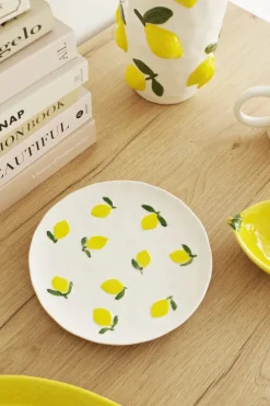 Talerz deserowy Lemoni 164 (biały w cytryny)