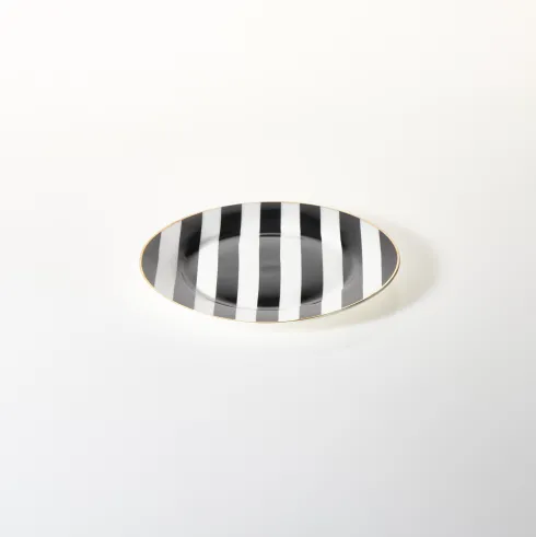 Talerzyk ceramiczny Rayas biały w czarne pasy