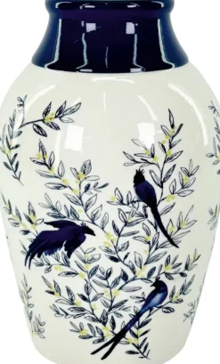 Wazon ceramiczny Pavone 44 (biały/niebieski)