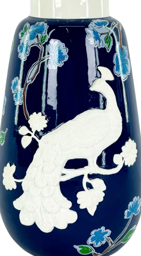 Wazon ceramiczny Pavone 45 (niebieski/biały)