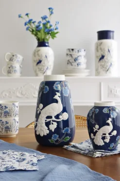 Wazon ceramiczny Pavone 46 (niebieski/biały)