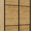 Wysoka szafa przesuwna 120 cm (dąb Soma ciemny/czarne okucia)