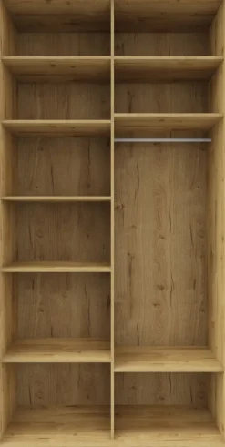Wysoka szafa przesuwna 120 cm (dąb Soma ciemny/czarne okucia)