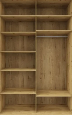 Wysoka szafa przesuwna 150 cm (dąb Soma ciemny/czarne okucia)