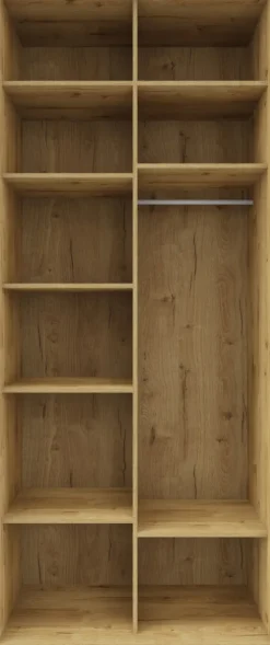 Wysoka szafa przesuwna 100 cm lustra (dąb Soma ciemny/czarne okucia)