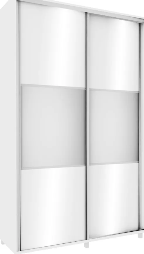 Wysoka szafa przesuwna 150 cm lustra (biały połysk)