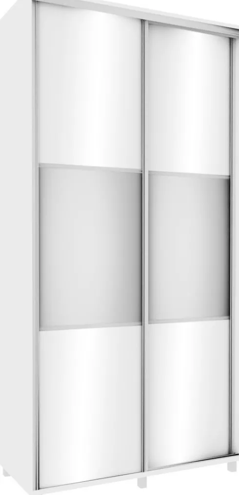 Wysoka szafa przesuwna 120 cm lustra (biały połysk)