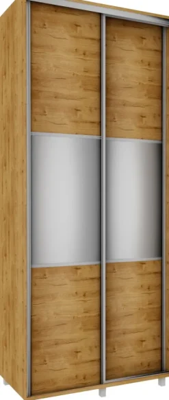 Wysoka szafa przesuwna lustra 100cm (dąb soma ciemny)