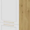 Wysoka zabudowa chłodziarki lewa Laurencja (biały lakier mat/dąb Soma ciemny)