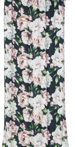 Zasłona Peony (czarna w kwiaty)