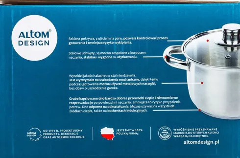 Zestaw czterech garnków satynowych z pokrywkami Vito